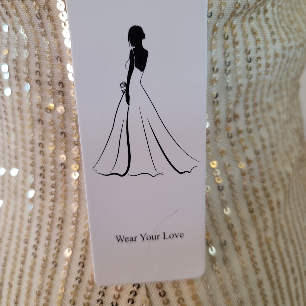 NWT Wear Your Love Gold Sequin Beige Dress Size 16 - Picture 7 of 7